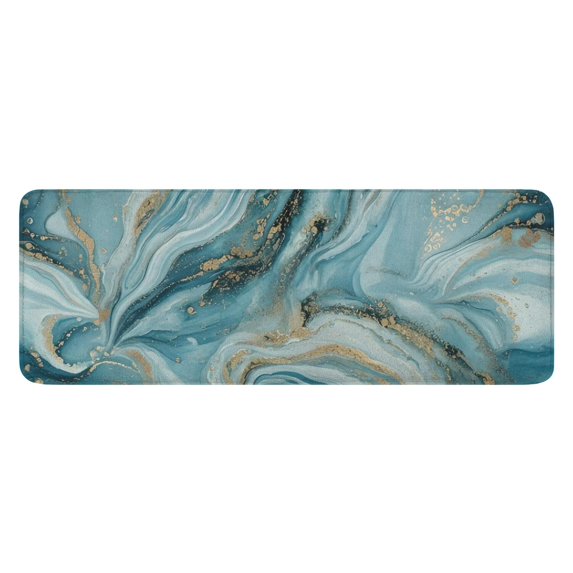 Blue Gold Marble Pattern Kitchen Rug Mat,Kitchen Runner Rugs Non Skid Washable,Decorative Kitchen Floor Mats for Kitchen,Sink,Laundry,17"x47.2"
