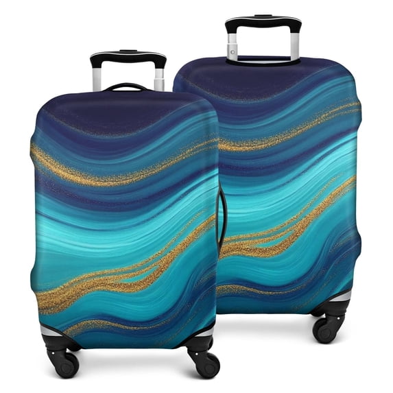 Blue Gold Marble Pattern Luggage Cover Fashion Suitcase Cover Baggage Covers Fit 25-28 Inch Luggage (Go Travel)