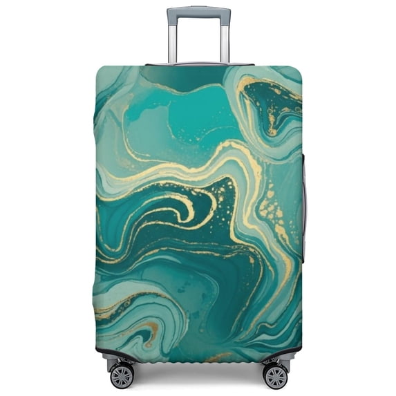 Blue and Gold Marble Pattern Luggage Cover,Stretch Travel Baggage ...