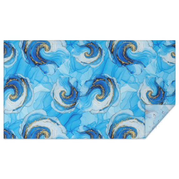Blue Gold Marble Pattern Rectangle Tablecloth 60"x102",Waterproof Polyester Rectangle Table Cloth, Wipeable Spillproof Polyester Tablecloth for Dining, Camping, Indoor and Outdoor