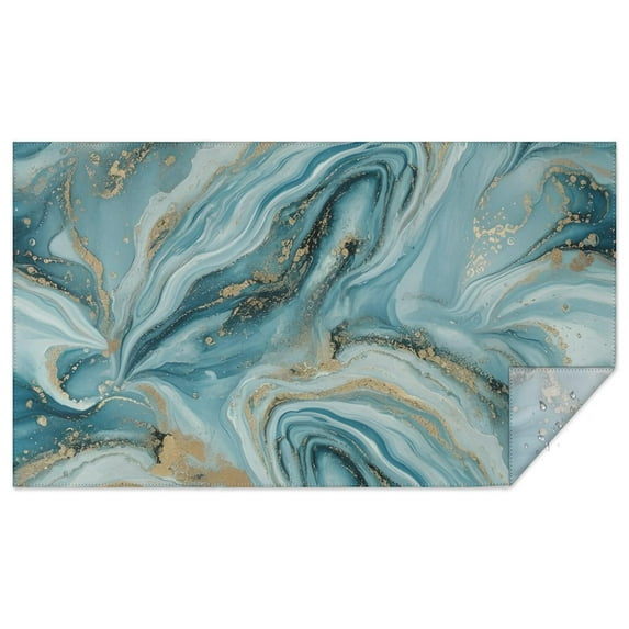 Blue Gold Marble Pattern Rectangle Tablecloth 60"x102",Waterproof Polyester Rectangle Table Cloth, Wipeable Spillproof Polyester Tablecloth for Dining, Camping, Indoor and Outdoor