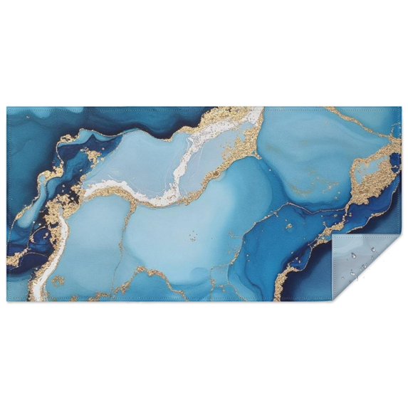 Blue Gold Marble Pattern Rectangle Tablecloth 60"x120",Waterproof Polyester Rectangle Table Cloth, Wipeable Spillproof Polyester Tablecloth for Dining, Camping, Indoor and Outdoor