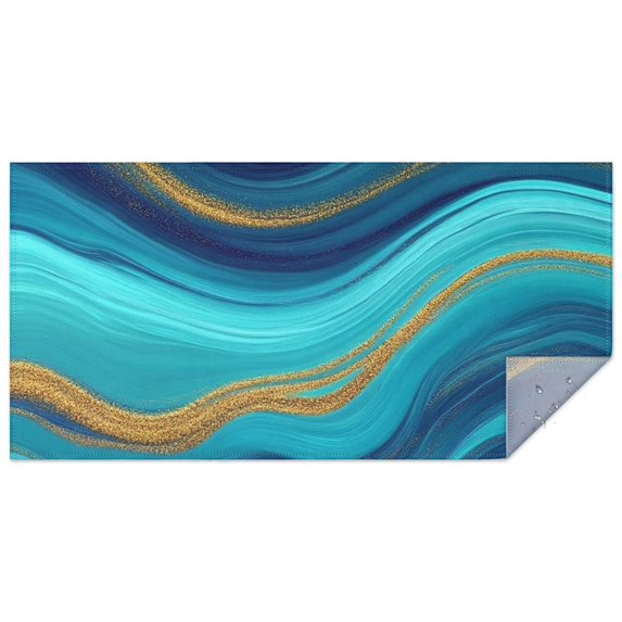 Blue Gold Marble Pattern Rectangle Tablecloth 60"x120",Waterproof Polyester Rectangle Table Cloth, Wipeable Spillproof Polyester Tablecloth for Dining, Camping, Indoor and Outdoor