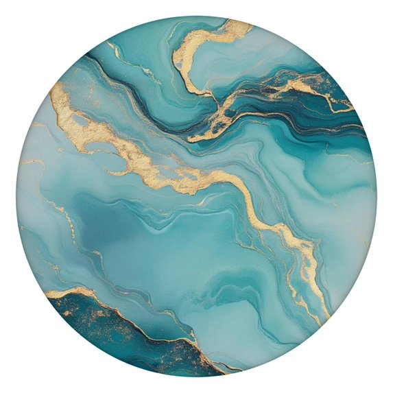 Blue Gold Marble Pattern Round Fitted Tablecloth with Elastic Edge,Dining Table Cover Waterproof,Outdoor Round Tablecloth for Camping,Dining,Indoor and Outdoor