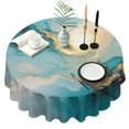 thumbnail image 1 of Blue Gold Marble Pattern Round Tablecloth 60"x60",Wrinkle Wipeable Table Cloth for Kitchen Dining Room Picnic Patio Party, 1 of 6