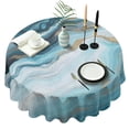 thumbnail image 1 of Blue Gold Marble Pattern Round Tablecloth 60"x60",Wrinkle Wipeable Table Cloth for Kitchen Dining Room Picnic Patio Party, 1 of 6