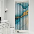 thumbnail image 1 of Blue Gold Marble Pattern Shower Curtain 36"x72" ,Bathroom Decorative Shower Curtains Set with 12 Hooks,Modern Waterproof Washable Shower Curtain, 1 of 6