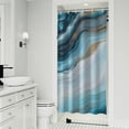 thumbnail image 1 of Blue Gold Marble Pattern Shower Curtain 36"x72" ,Bathroom Decorative Shower Curtains Set with 12 Hooks,Modern Waterproof Washable Shower Curtain, 1 of 6