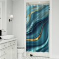 thumbnail image 1 of Blue Gold Marble Pattern Shower Curtain 36"x72" ,Bathroom Decorative Shower Curtains Set with 12 Hooks,Modern Waterproof Washable Shower Curtain, 1 of 6