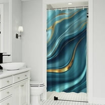 Blue Gold Marble Pattern Shower Curtain 36"x72" ,Bathroom Decorative Shower Curtains Set with 12 Hooks,Modern Waterproof Washable Shower Curtain