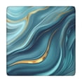 thumbnail image 1 of Blue Gold Marble Pattern Square Fitted Tablecloth with Elastic Edge,Square Table Cover,Washable Elastic Table Cover for Home Kitchen Party Decor 34"x34", 1 of 6