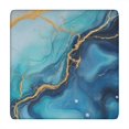 thumbnail image 1 of Blue Gold Marble Pattern Square Fitted Tablecloth with Elastic Edge,Square Table Cover,Washable Elastic Table Cover for Home Kitchen Party Decor 34"x34", 1 of 6