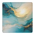 thumbnail image 1 of Blue Gold Marble Pattern Square Fitted Tablecloth with Elastic Edge,Square Table Cover,Washable Elastic Table Cover for Home Kitchen Party Decor 36"x36", 1 of 6
