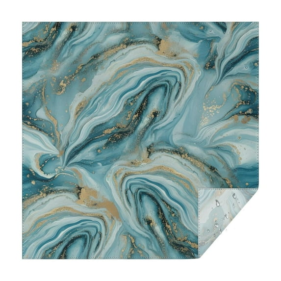 Blue Gold Marble Pattern Square Tablecloth,Waterproof Square Table Cover,Wipeable Spillproof Washable Table Cover for Home Kitchen Party Decor 42"X42"(107x107cm)