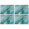 thumbnail image 1 of Blue Gold Marble Pattern Summer Placemats Table Placemats Set Of 4-Linen Kitchen Washable Placemats Table Mats 11.8"x17.7" Non-Slip Heat Resistant, 1 of 6