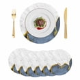 thumbnail image 1 of Blue Gold Marble Round 13 Inch Placemats Set of 6, Modern Abstract Marble Crack Texture HeatResistant Non Slip Place Mats for Dining Table, Wipeable Braided Kitchen Table Mats for Housewarming, 1 of 9