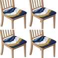 thumbnail image 1 of Blue Gold Marble Seat Covers for Dining Room Chairs Set Of 4,Stretch Printed Washable Chair Seat Cover with Elastic Ties and Button,Removable Waterproof Couch Cushion Covers, 1 of 6