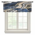 Blue Gold Marble Semi Sheer Valance Curtains Glitter Geometric Marble ...