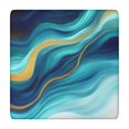thumbnail image 1 of Blue and Gold Marble Shimmer Streaks Pattern Square Fitted Tablecloth with Elastic Edge,Square Table Cover,Washable Elastic Table Cover for Home Kitchen Party Decor 34"x34", 1 of 6