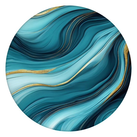 Blue and Gold Marble Shimmer Waves Pattern Round Fitted Tablecloth with Elastic Edge,Dining Table Cover Waterproof,Outdoor Round Tablecloth for Camping,Dining,Indoor and Outdoor