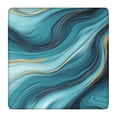 thumbnail image 1 of Blue and Gold Marble Shimmer Waves Pattern Square Fitted Tablecloth with Elastic Edge,Square Table Cover,Washable Elastic Table Cover for Home Kitchen Party Decor 36"x36", 1 of 6