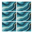 thumbnail image 1 of Blue and Gold Marble Shimmer Waves Pattern Summer Placemats Table Placemats Set Of 6-Linen Kitchen Washable Placemats Table Mats 11.8"x17.7" Non-Slip Heat Resistant, 1 of 5