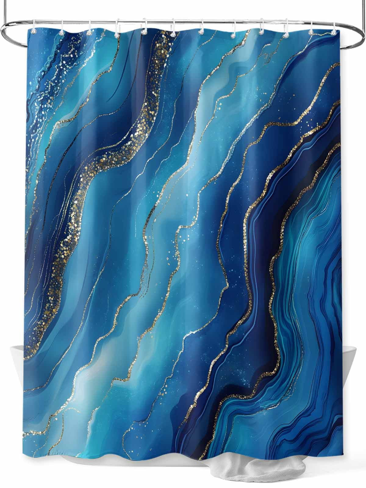 Blue And Gold Shower Curtainnull