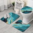 thumbnail image 1 of Blue and Gold Marble Sparkle Waves Pattern Bathroom Rugs Sets 3 Piece,Toilet Cover Set,Absorbent Non Slip Bathroom Mats Sets with U-Shaped Contour Rug Toilet Rug Set, 1 of 5