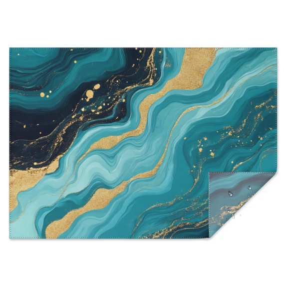 Blue and Gold Marble Sparkle Waves Pattern Rectangle Tablecloth 60"x84",Waterproof Polyester Rectangle Table Cloth, Wipeable Spillproof Polyester Tablecloth for Dining, Camping, Indoor and Outdoor