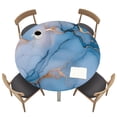 Blue Gold Marble Texture Round Fitted Tablecloth Abstract Water Ripple ...
