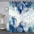 thumbnail image 1 of Blue Gold Marble Texture Shower Curtain Sets, Abstract Modern Fabric Shower Curtain for Bathroom, 3D Printing Durable Waterproof Washable Bath Curtain with Hooks 70X70in, 1 of 4
