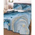thumbnail image 1 of Blue Gold Marble Twin Size Down Alternative Comforter, Lightweight Comforter Quilt Bedding Set with Pillow Shams Modern Abstract Geometric Gradient All Seasons Bed Comforter Duvet Insert 68"x86", 1 of 7