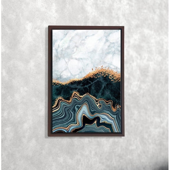 Blue Gold Marble Wall Art, Abstract Geode Poster, Luxury Stone Texture, Blue Marble Artwork,Art,Livingroom Decor Home Decor, 8x12 UNFRAMED