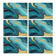 thumbnail image 1 of Blue and Gold Marble Wave Art Pattern Summer Placemats Table Placemats Set Of 6-Linen Kitchen Washable Placemats Table Mats 11.8"x17.7" Non-Slip Heat Resistant, 1 of 5