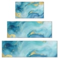 thumbnail image 1 of Blue and Gold Marble Wavy Veins Pattern Kitchen Rugs Sets Of 3,Kitchen Runner Rugs Non Skid Washable,Decorative Kitchen Floor Mats for Kitchen,Sink,Laundry,17"x30"+ 17"x47" + 17"x59", 1 of 6