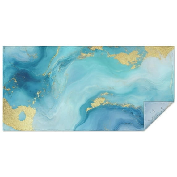 Blue and Gold Marble Wavy Veins Pattern Rectangle Tablecloth 60"x120",Waterproof Polyester Rectangle Table Cloth, Wipeable Spillproof Polyester Tablecloth for Dining, Camping, Indoor and Outdoor