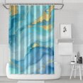 thumbnail image 1 of Blue and Gold Marble Wavy Veins Pattern Shower Curtain 72"x72" ,Bathroom Decorative Shower Curtains Set with 12 Hooks,Modern Waterproof Washable Shower Curtain, 1 of 6