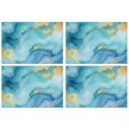 thumbnail image 1 of Blue and Gold Marble Wavy Veins Pattern Summer Placemats Table Placemats Set Of 4-Linen Kitchen Washable Placemats Table Mats 11.8"x17.7" Non-Slip Heat Resistant, 1 of 6