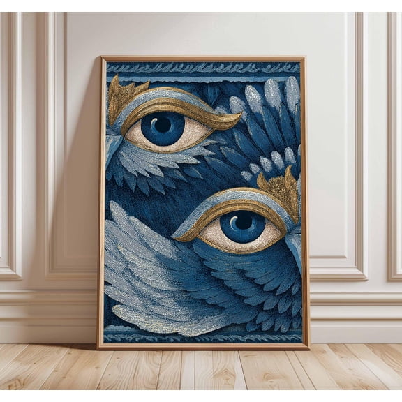 Blue Gold Mystical Eye Poster Unframed Paper Print