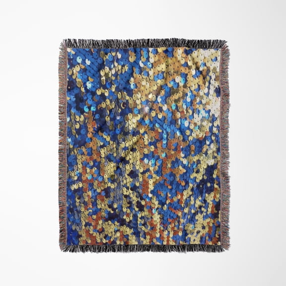 Blue Gold N Copper Sequins, Woven Blanket