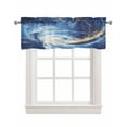 thumbnail image 1 of Blue Gold Ocean Kitchen Valances for Windows Farmhouse Linen Window Valance Curtain for Living Room Window Treatment Summer Modern Coastal Wave Valance Rod Pocket Topper Drape, 42 x 18 Inch, 1 of 6