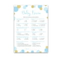thumbnail image 1 of Blue and Gold Polka Dot Baby Shower Game — BABY TRIVIA Game — Pack of 25 — BOY Baby Shower Games, Fun Baby Facts Game, Baby Boy Shower Activity, Blue Polka Dots, Coed Co-ed Couples Shower G811-TRV, 1 of 4