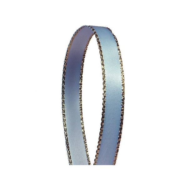 Light Blue Satin Ribbon with Gold Edges 3/8" X 50 Yards by Paper Mart