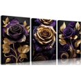 thumbnail image 1 of Blue And Gold Rose Canvas Wall Art Elegant Blooming Rose Floral Pictures Wall Decor Abstract Flower Posters Prints Paintings for Office Bedroom Bathroom（Only canvas）, 1 of 6