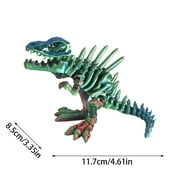 Blue Gold Spinosaurus Skeleton Biting Fish Figurine, 3D Printed Movable Dinosaur Toy for Stress Relief and Educational Science Display for Kids and Adults