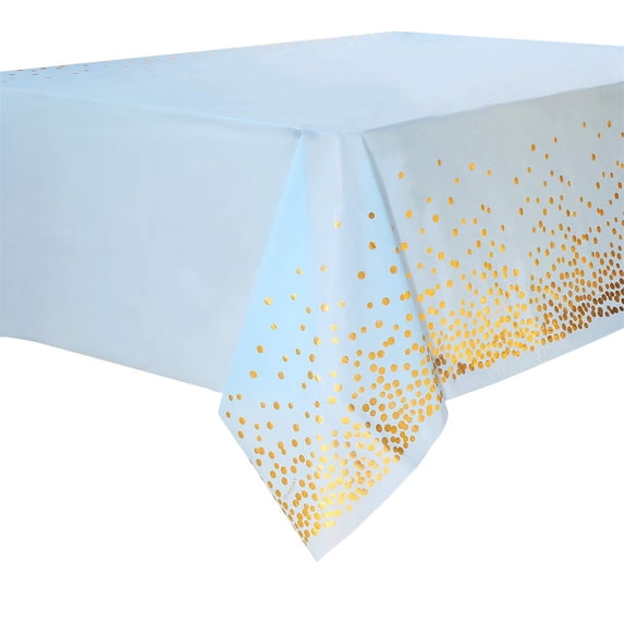Blue and Gold Table Cloth 54x108 Inch Plastic Table Cloth Disposable Engagement Party