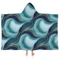 thumbnail image 1 of Blue Gold Wave Marble Pattern Hooded Bath Towel，60"x35" for Ages 3 To 12 Kids, Quick Dry Lightweight Soft Microfiber Hood Beach Towel Cover Up for Kids, 1 of 7