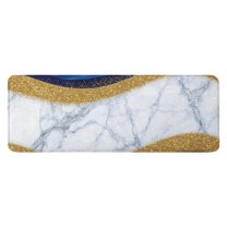Blue Gold Wave Marble Pattern Kitchen Rug Mat,Kitchen Runner Rugs Non Skid Washable,Decorative Kitchen Floor Mats for Kitchen,Sink,Laundry,17"x47.2"