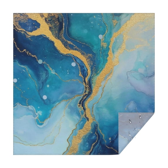 Blue Gold Wave Marble Pattern Square Tablecloth,Waterproof Square Table Cover,Wipeable Spillproof Washable Table Cover for Home Kitchen Party Decor 42"X42"(107x107cm)
