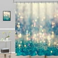 thumbnail image 1 of Blue Golden Bokeh Shower Curtain (No Glitter) 72x72 Inch Teal Shiny Polka Dots Sparkle Abstract Fabric Waterproof Home Bathtub Decor 12 Pack Plastic Hook, 1 of 4
